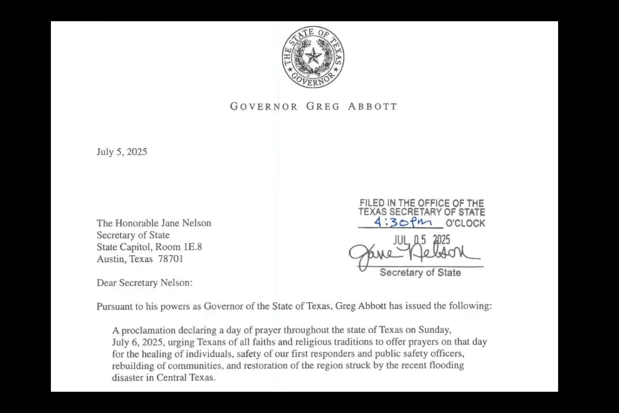 Governor Abbott Declares Sunday, July 6, A Day Of Prayer For Texans