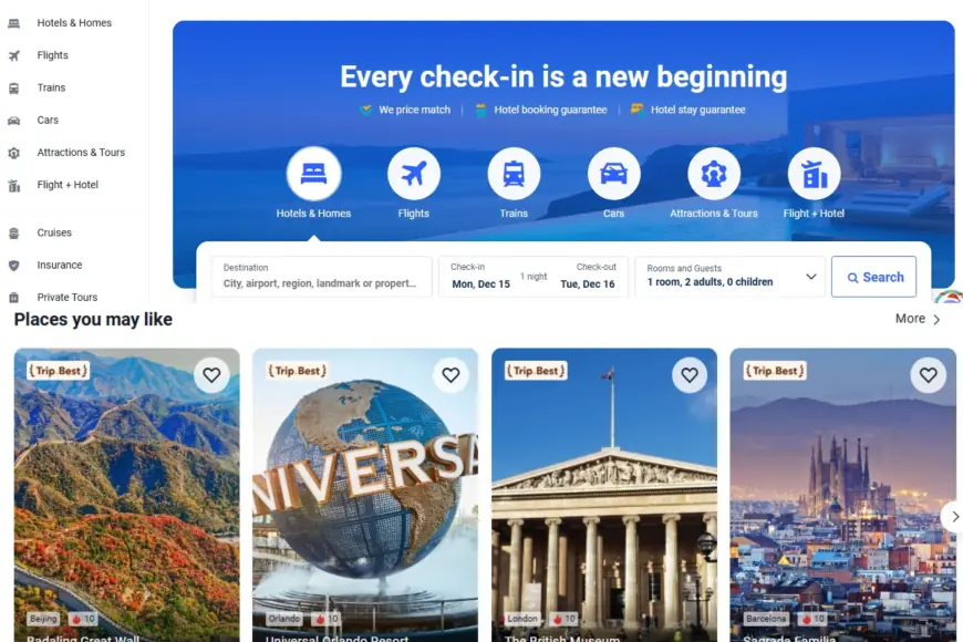 Trip: Book Your Flights, Hotels, Trains, Car rentals, Tours, and Cruises with Trip