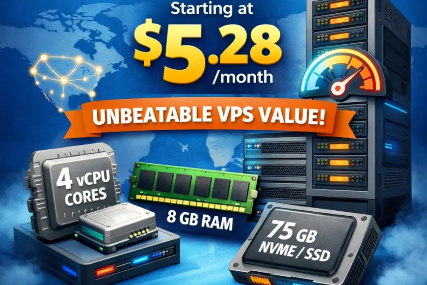Cheap VPS $5.28/month: 4 vCPU Cores, 8 GB RAM, 75 GB Storage, Unlimited Traffic
